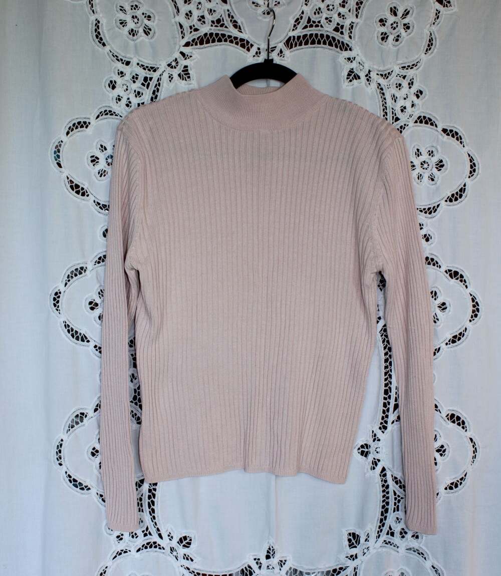 Women's Ribbed Mock Neck 100 % Silk Sweater